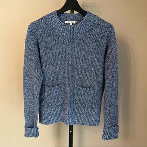 Alex Mill Hank High Neck Sweater Navy Marl XS NWT Nautical Coastal Preppy Cozy